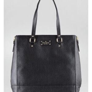 Kate Spade Lg Black Grove Court Thea Leather Tote Polka dot lining and Zip Sides